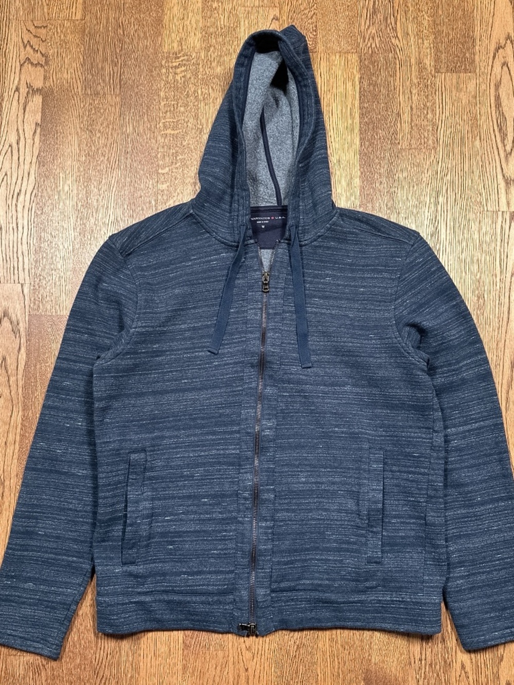 John Varvatos Fleece Blue Heather Full Zip Hoodie Mens Medium